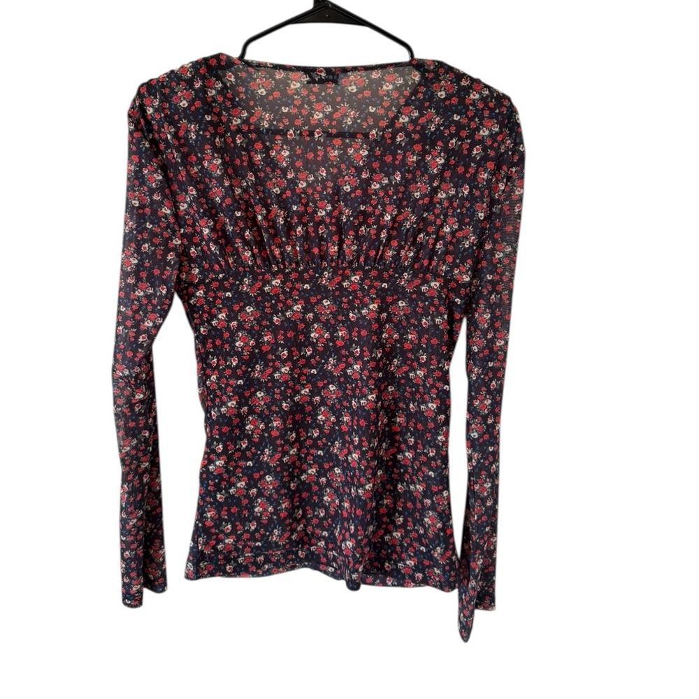 Sandro Bethanie Floral Sheer Long Sleeve Top - Picture 6 of 10